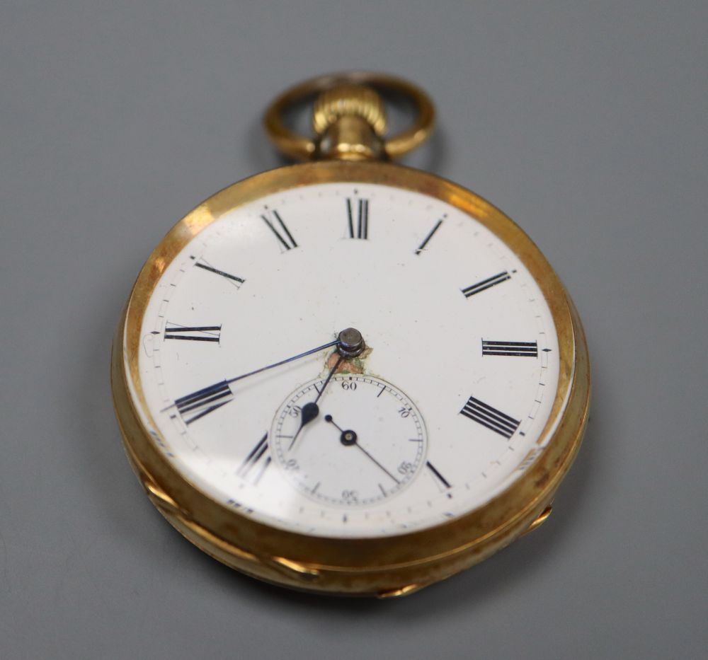 A continental 18k keyless open face pocket watch, (a.f.),